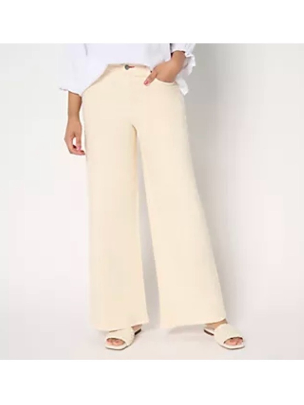 Wide-Leg Cream Women's Pants